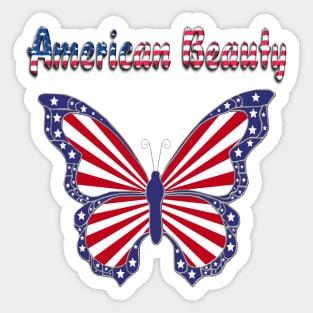 American Beauty Patriotic Red White And Blue Butterfly Sticker